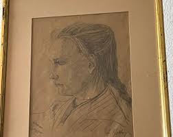 A Very Old Antique Sketch of a Woman by Artist A. Mathys - Etsy