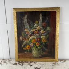 Large Antique Still Life Painting of Flowers - Etsy