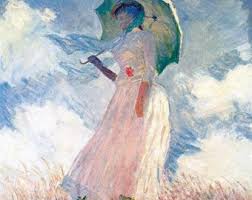 Woman With Umbrella Facing Left Field Landscape Painting 1886 by Monet Repro - Etsy