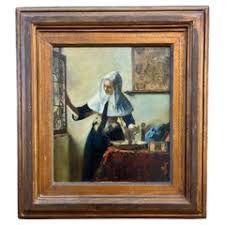 Mid-Century Portrait Painting Oil on Canvas after Edouard Manet For Sale at 1stDibs