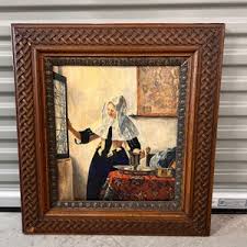 Vintage Painting in Old Ornate Frame Reproduction of Johannes Vermeer Oil on Canvas - Etsy