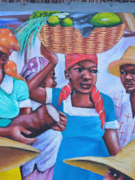 ORIGINAL HAITIAN ART PAINTING ARTIST NIXON PIERRE 35"*34" STREET MARKET VIEW | eBay
