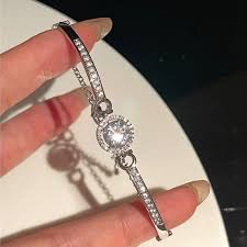 20cm Length Women Big Zircon Chain Bracelet Gold Silver Color Ins Style Exquisite Gift High Feeling Hand Jewelry Drop Shipping - AliExpress