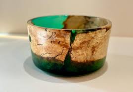 Wood and Resin Bowl, Statement Bowl, Green Resin Bowl, Fruit Bowl, Salad Bowl, Wedding Gift, Anniversary Gift. Show Stopper - Etsy Israel