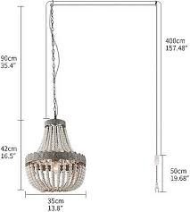 US Plug Wood Beads Chandelier Pendant Light Lamp Lighting Ceiling Fixture White | eBay