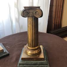 Vintage Italian Pair Of Solid Brass and Malachite Candle ...