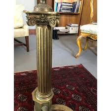 1900 Neoclassical Brass Pillar Fireplace Andirons - a Pair ...
