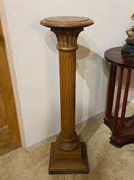 Antique Vintage Carved Wood Pedestal Column Plant Stand ...