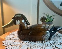 Vintage Large, Brass Bill, Wood Duck Decoy, Hand Painted, 14 Inch, 1980's B112-7-24 - Etsy