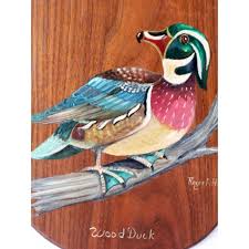 Vintage Wood Duck Painting on Wood | Chairish
