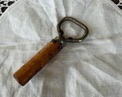 Vintage Wood Bottle Opener, Raw Wooden Handle, Metal Bottle ...