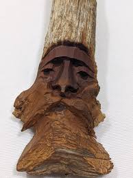 Vintage Wood Spirit Carving Hand Carved Natural Wood With Bark Wall Hanging 9.5" Tall Good Luck Folk Art. Signed Alois Aigner. - Etsy