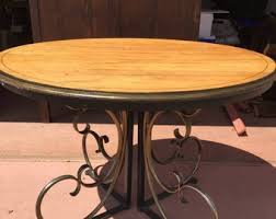 RARE MCM Dining Set Table & Chairs Woodard Iron Brass Wood ...