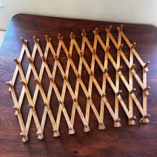 Vintage Raw Wood 49 Peg Large Folding Accordion Rack for ...