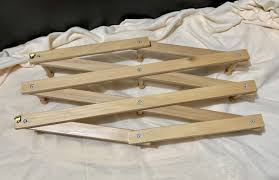 Vintage Accordian Expandable Wood Peg Coat Mug Cup Rack Wall ...