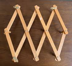 Large Vintage Wooden 10 Peg Rack, Accordion Wood 10 Peg ...