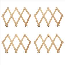 Accordion Wall Hanger 10 Hooks Pack of 4 Natural Wood Wall ...