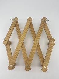 Vintage Wooden 10 Peg Accordian Expanding Hanging Hat Cap ...