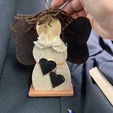 Rustic Primitive Wooden Angel Handmade W/wings Collectible ...