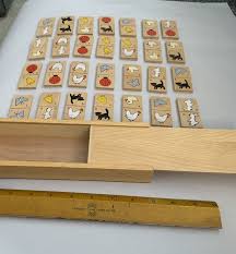 VTG 80's Wooden Painted Animal Dominoes ~Set of 28 ...