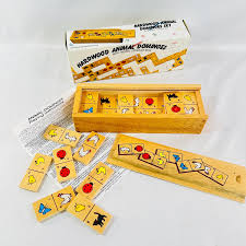 Vintage 1986 Wood Animal Dominoes, Colorful Images, Slide ...