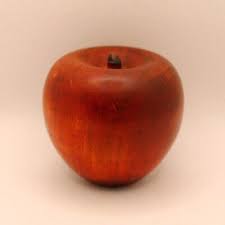 Hand Turned Wooden Apple with Stem Paperweight Red Stain Finish | eBay