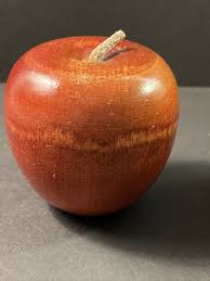 Pair Of Wooden Apple Wood Grain Turned Leather Stem Fruit 2 1/2” H x 2 3/4” D | eBay