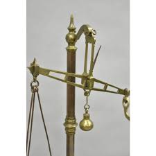 Antique W.& T. Avery English Victorian Brass & Mahogany Balance Beam Scale | Chairish