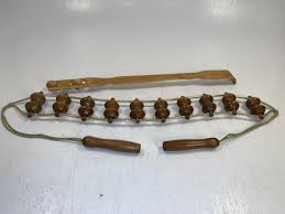 Vtg 20 Wooden Ball Beads Back Roller Massager 2 Handle ...