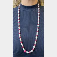 Platinum Ruby, Diamond, and Pearl Necklace - Jewelry Reserve