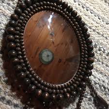 Vtg Wood Bead Framed Oval Hang Mirror W/ Tassels Boho Hippie ...