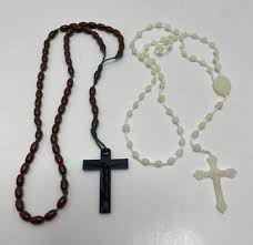 Vintage Brown & White Plastic Bead ROSARY--Lot Of 2 | eBay