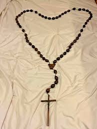 Antique Christian Rosary, Wooden Beads & Crucifix Large 60" Long | eBay
