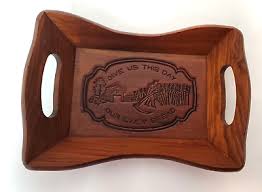 Vintage Wooden Bread Tray Handles "Give Us This Day Our ...