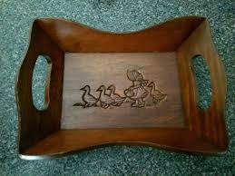 Beautiful Embossed Wooden Food Tray "Little Girl with Ducks ...