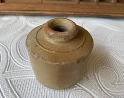 Vintage Pork Pie Ink Well // Stoneware Ink Well - Etsy