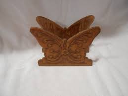 Vintage Carved Wood Wooden Butterfly Napkin Letter Mail Holder Hippie Hobo | eBay