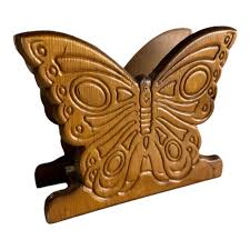 Vintage 1970's Bohemian Carved, Wooden Butterfly Napkin Holder - Etsy