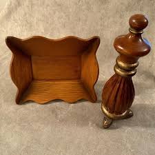 Vintage | Accents | Vtg Farmhouse Hand Made Carved Turned Wood Finial Mellowpine Rectangular Bowl | Poshmark