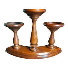 Vtg Charles Lesters Wood Candelabra 7.25"x10" Handcrafted Lathe Turned MCM Retro | eBay