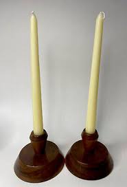 Vintage Short 3" tall Wood Tapered Candle Stick Holders | eBay
