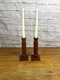 Vintage Pair of Turned Wood Candlestick Holders Centerpiece ...