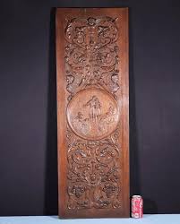 47" Tall Antique French Solid Oak Panel Highly Carved With ...