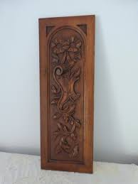Antique Wooden Panel Wall Hanging Floral Decor W Ribbon Bow ...