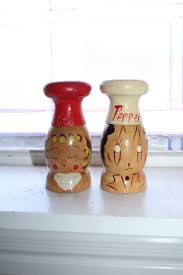 Vintage Salt and Pepper Shakers 1950s Large Wood Chefs - Etsy Denmark