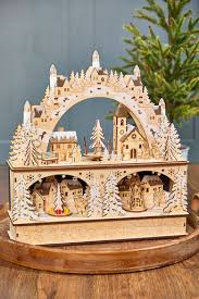 14.75" Lighted Laser Cut Wood Village Scene with Moving ...