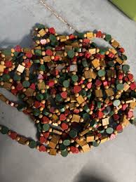 Vintage Wood Christmas Tree Garland Beads Hearts Rustic 4 ...