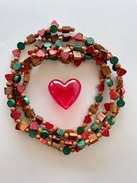Vintage Wood Bead Garland: Red Christmas Beads or Valentine ...