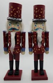 Wooden Christmas Nutcracker Pair 2 15" Royal Soldier Red ...