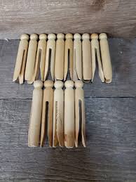 ANTIQUE VINTAGE LOT OF 15 Round WOODEN CLOTHES PINS | eBay